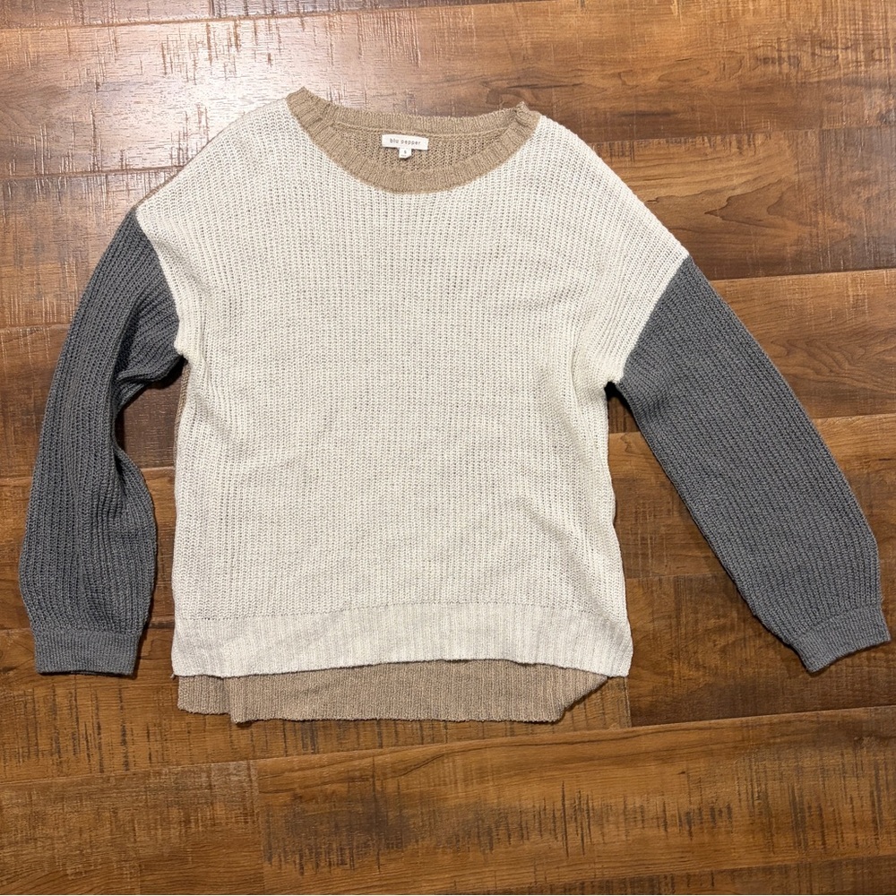 Blu Pepper Neutral Knit Sweater